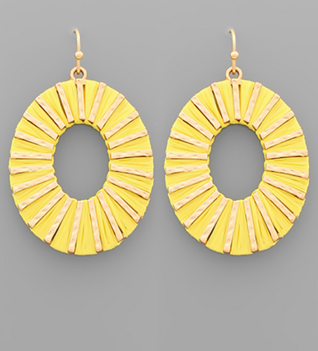 Oval Raffia Earring (yellow)