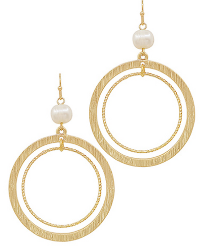 Pearl Accent Circle Earring