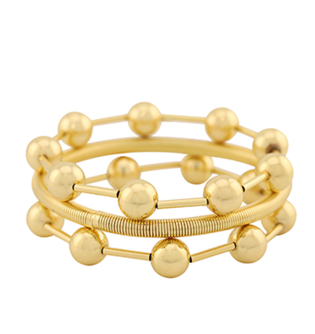 Gold Bead Herringbone Stack