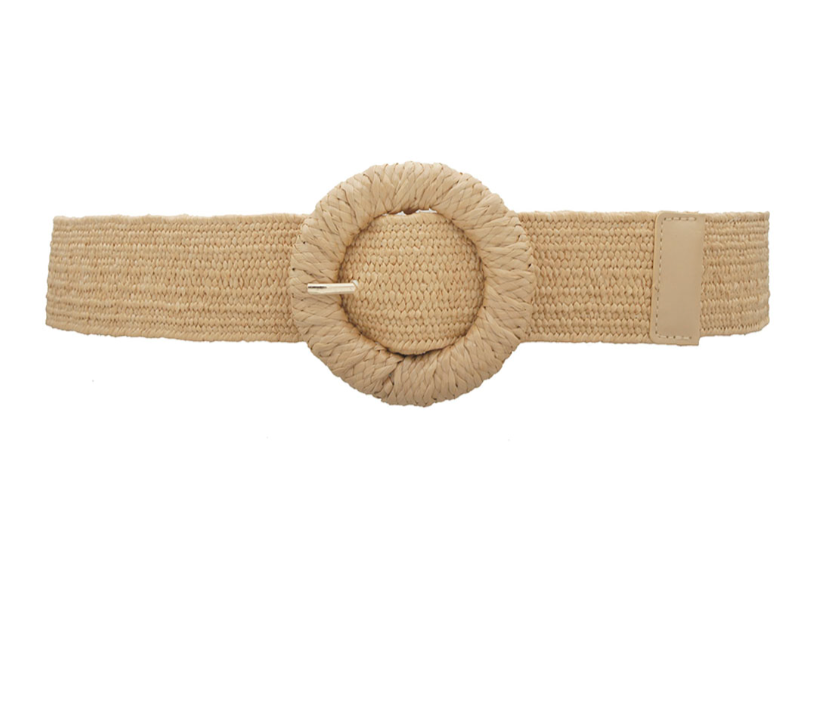 Circle Buckle Straw Belt - Large (tan)