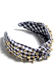 Embellished Check Headband (black)