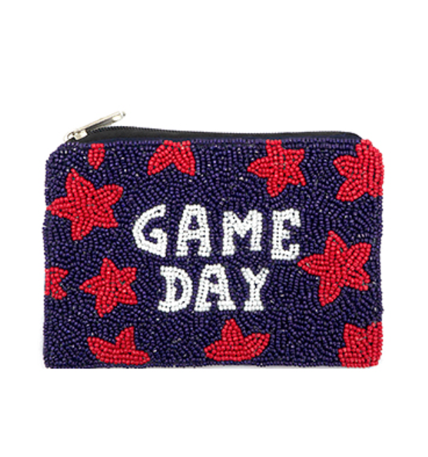 Game Day Bead Coin Purse (red +navy)