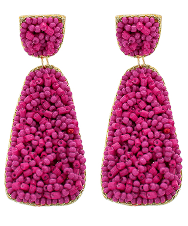 Bead Trapezoid Earring (hot pink)