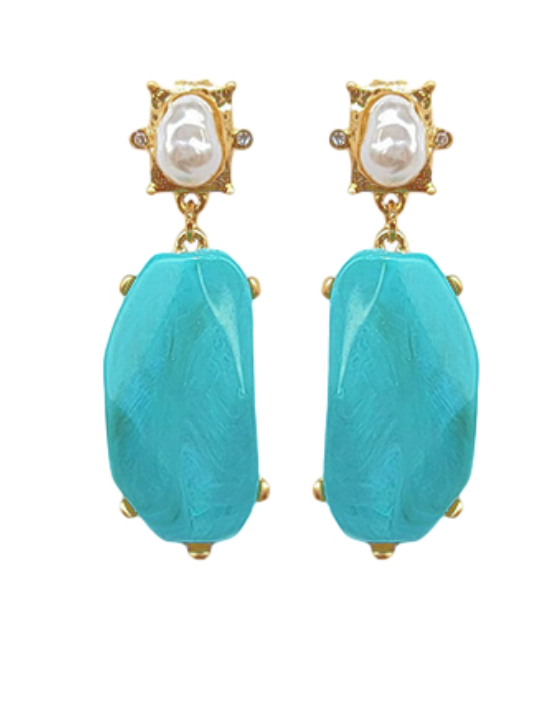 Turquoise + Pearl Dangle Earring
