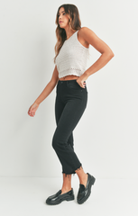 HR Crop Flare Distress Hem (black)