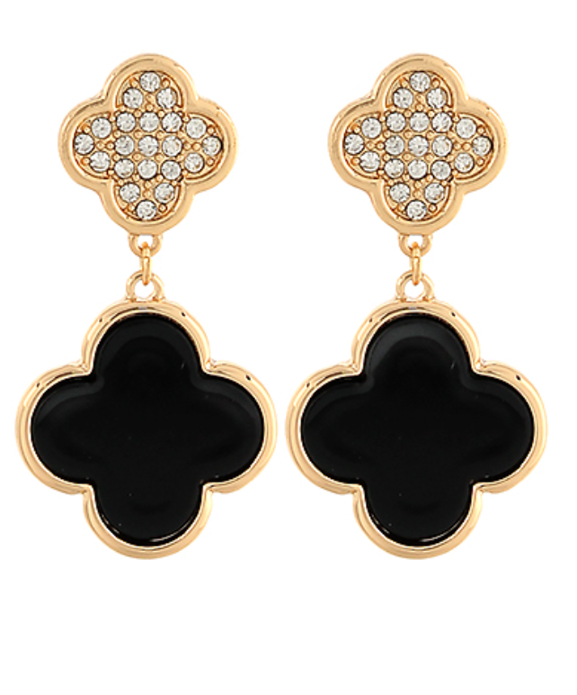 Black Pave Clover Earring