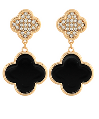 Black Pave Clover Earring