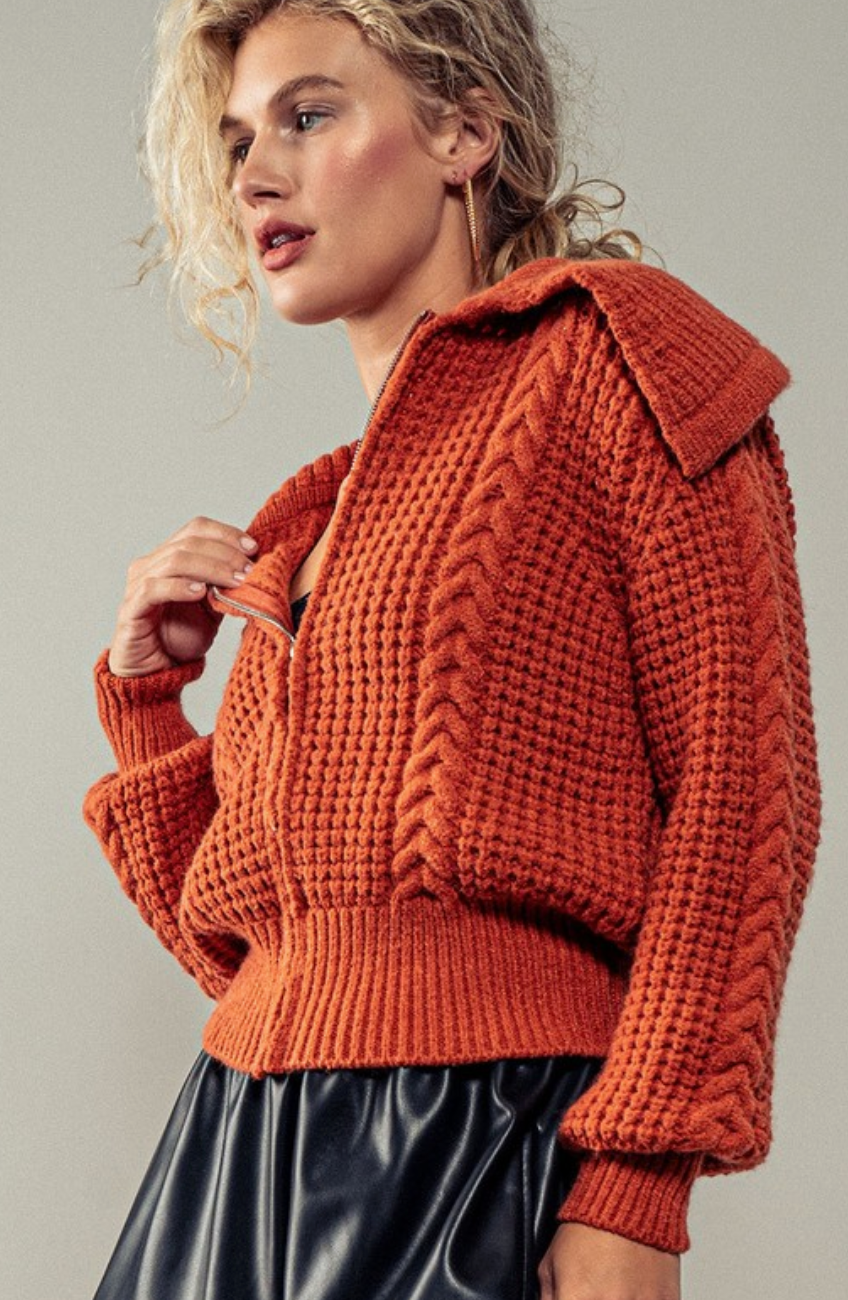 Nautical Zip Sweater (rust)