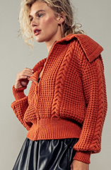 Nautical Zip Sweater (rust)