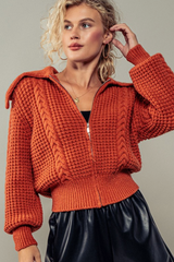 Nautical Zip Sweater (rust)