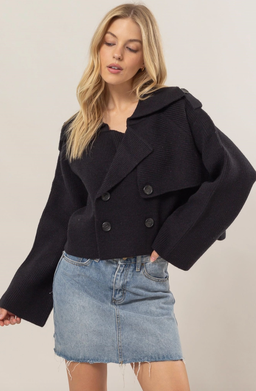 Sweater Trench Jacket (black)