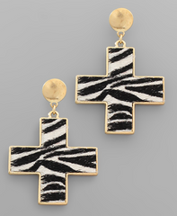 Cross Print Earring (ivory zebra)