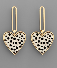 Heart Dangle Earring (cheetah/ivory)