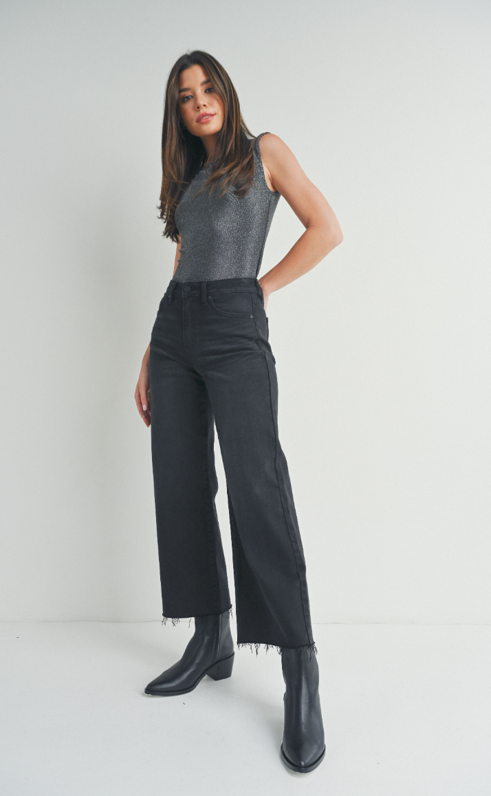 Scissor Cut Slim Wide Leg (washed black)