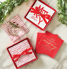 Merry Christmas Napkin + Ceramic Tray Set