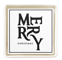 Merry & Bright Napkin Ceramic Tray Set (white)