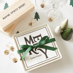 Merry & Bright Napkin Ceramic Tray Set (white)