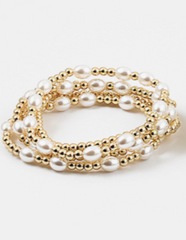 Oval Pearl Bracelet Stack