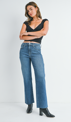 Slim Palazzo Scissor Cut Jean (dark denim)