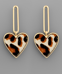 Heart Dangle Earring (ivory leopard)