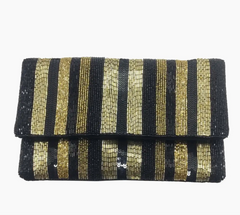 Black + Gold Bead Clutch