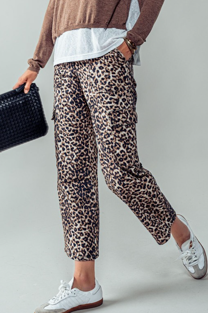 Crop Leopard Cargo Pant