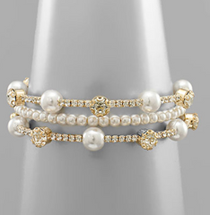 Pearl + Crystal Layer Bracelet