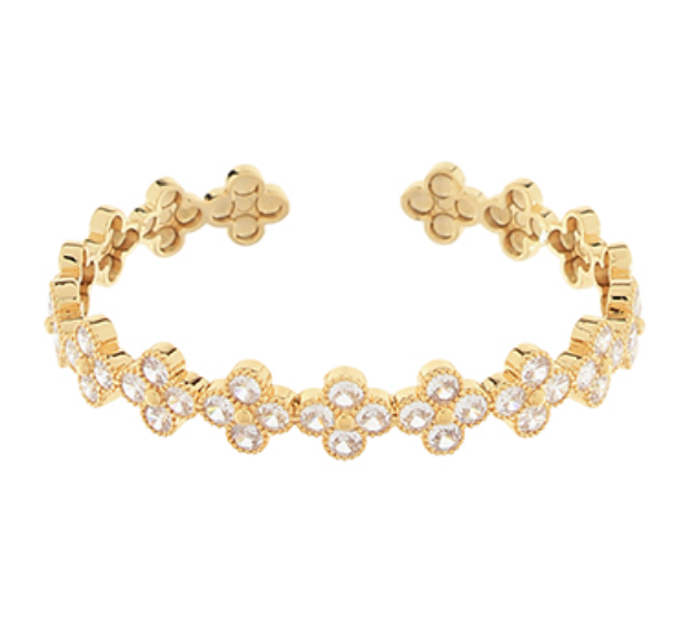 Crystal Clover Cuff Bracelet