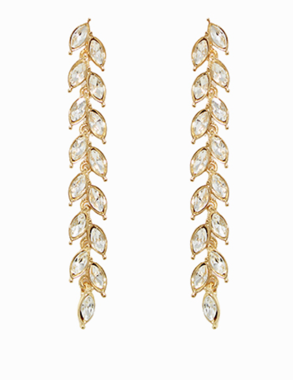 Crystal Leaf Drop Earring