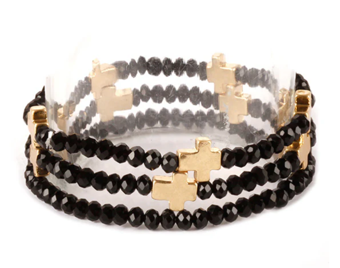 Black Bead Cross Stack