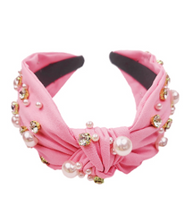 Pearl + Rhinestone Headband Stud Headband (pink)