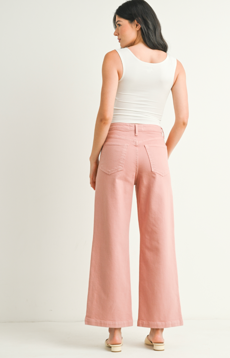 Patch Pocket Wide Leg Jean (dusty coral)