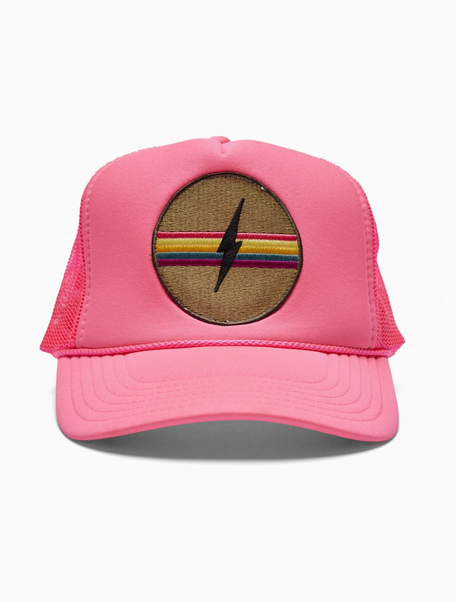 Electric Rainbow Trucker Hat (pink)