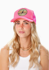 Electric Rainbow Trucker Hat (pink)