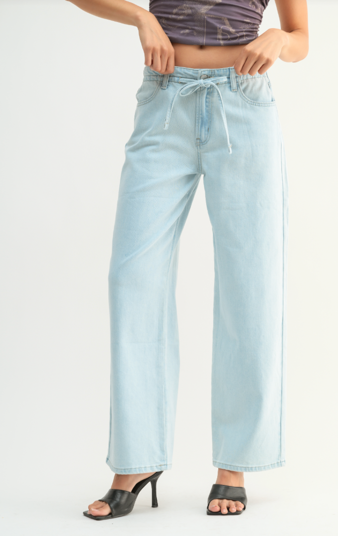 Drawstring Wide Leg Jean