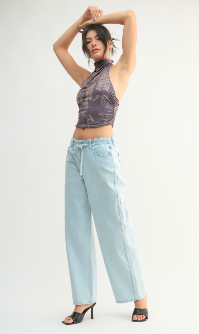 Drawstring Wide Leg Jean