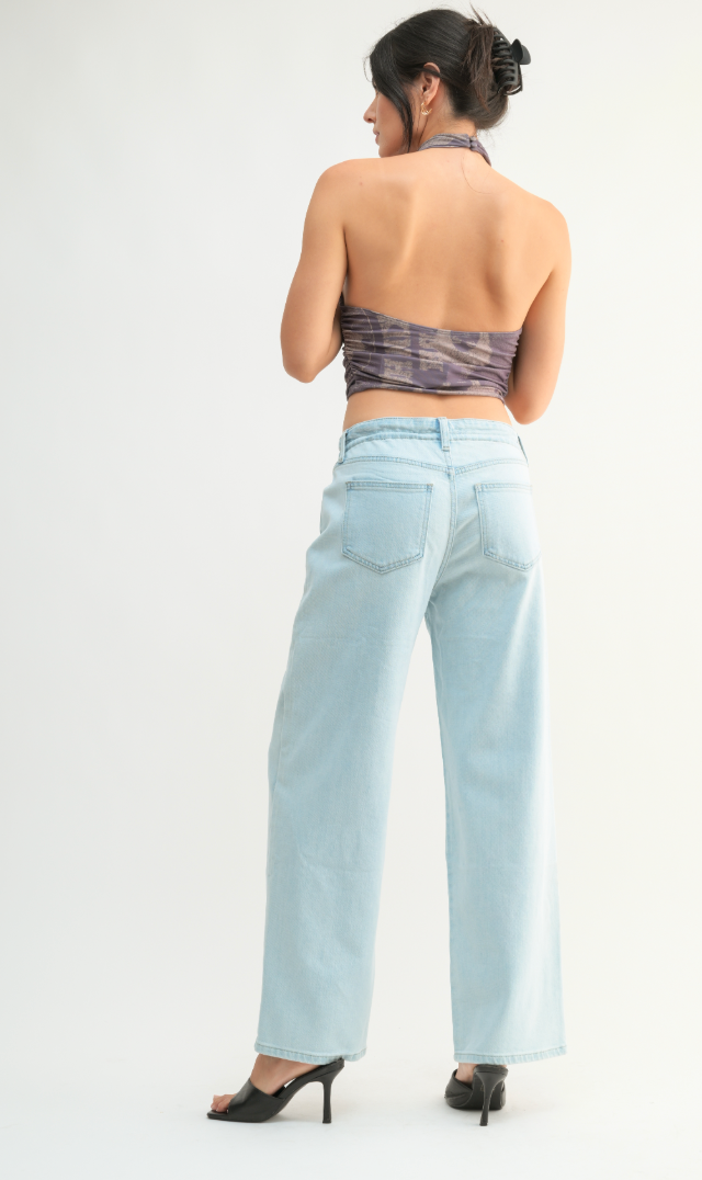 Drawstring Wide Leg Jean