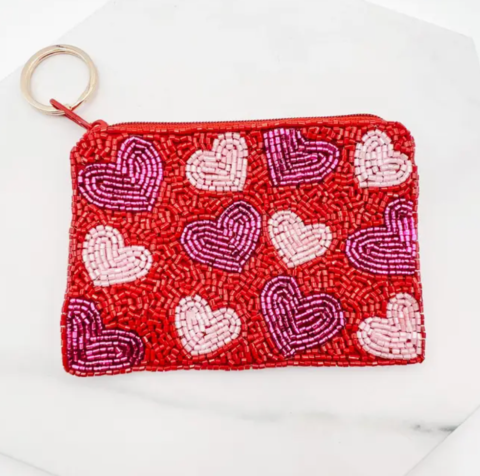 Pink Heart Keychain Pouch