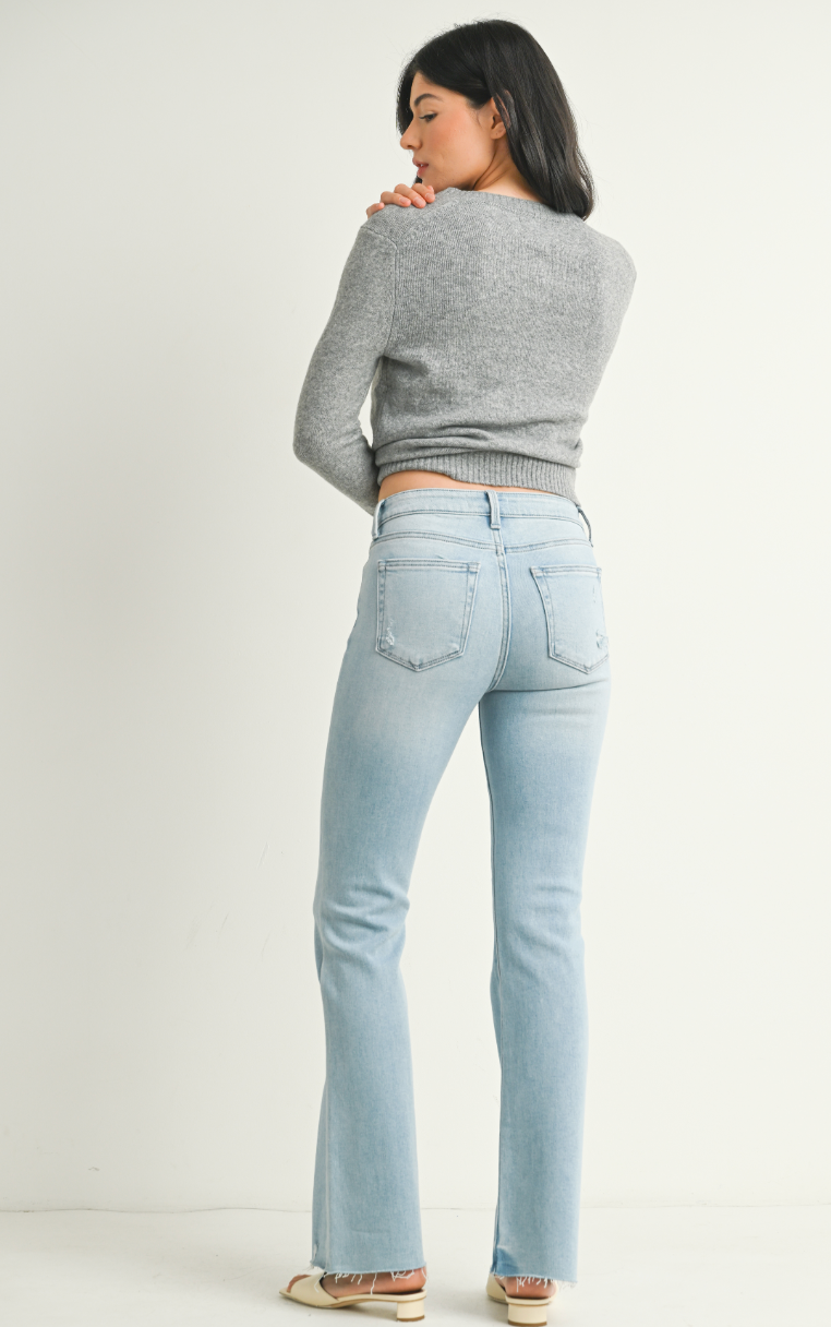 HR Flare with Hem Detail (lt denim)