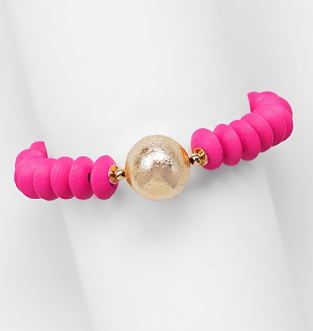 Color + Gold Bead Bracelet (fuchsia)