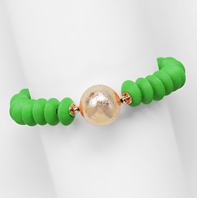 Color + Gold Bead Bracelet (green)