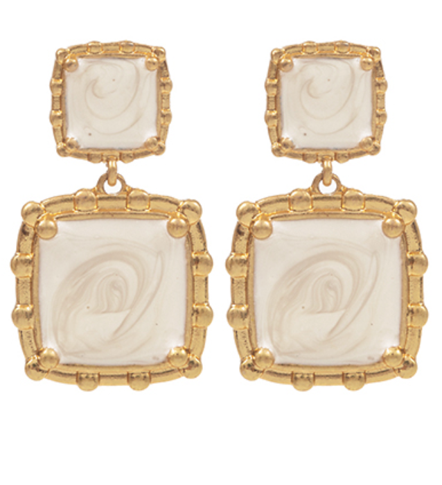 Double Square Drop Earring