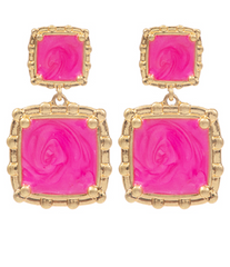 Double Square Drop Earring