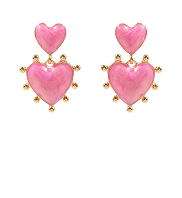 Double Heart Dot Earring