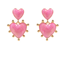 Double Heart Dot Earring