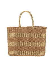 Stripe Gold Straw Bag