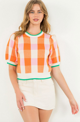 Preppy Gingham Sweater
