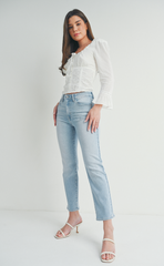 Slim Straight Distress Jean (lt denim)