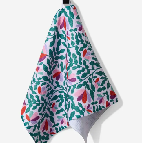 Spring Wavy Leaves Tea Towel