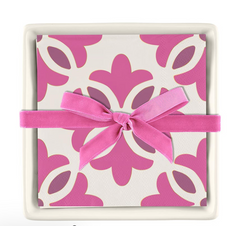 Pink Moroccan Tile Napkins + Tray